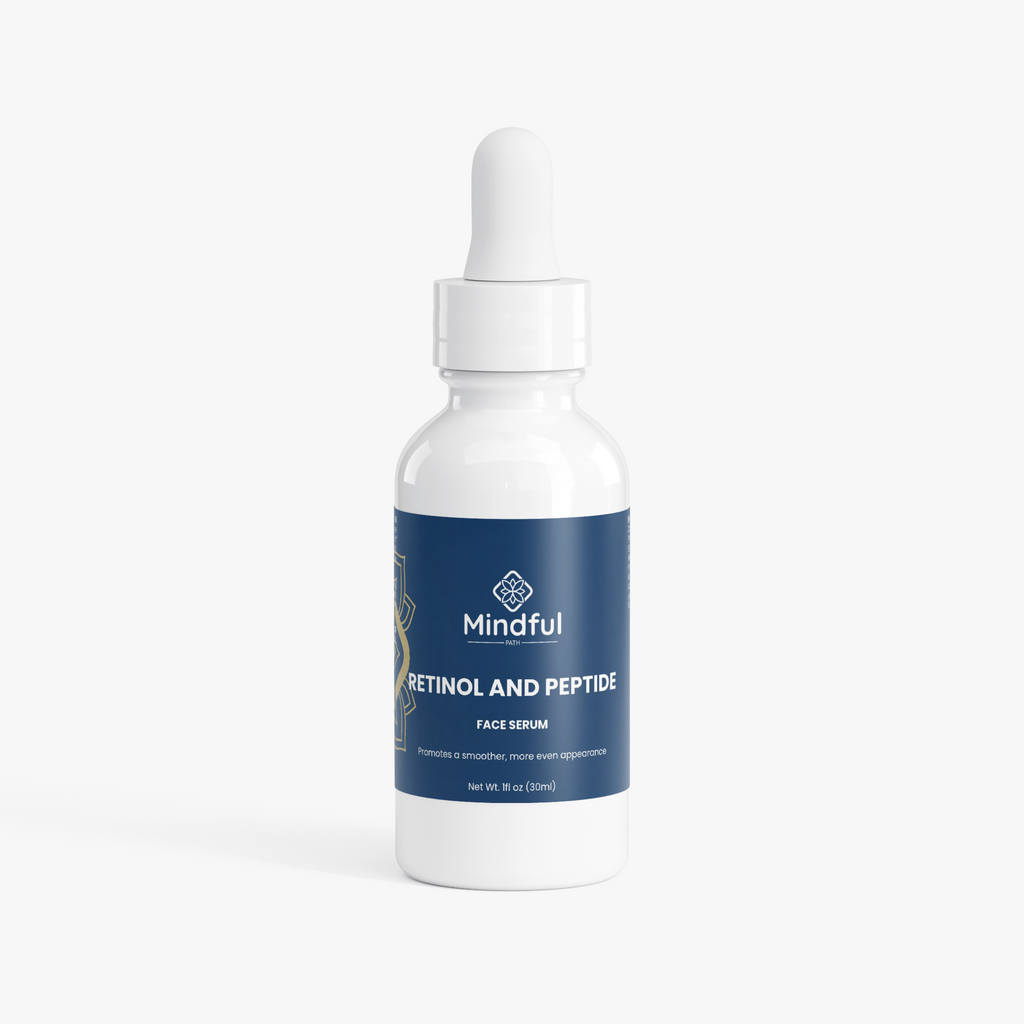 Retinol and Peptide Face Serum bottle - Mindful Path