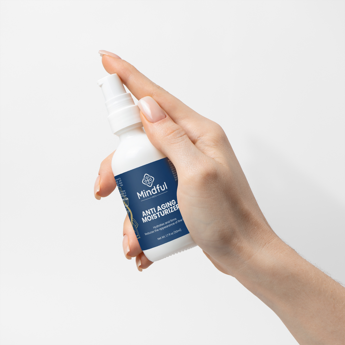 Anti-aging moisturizer for normal skin, applied to hand