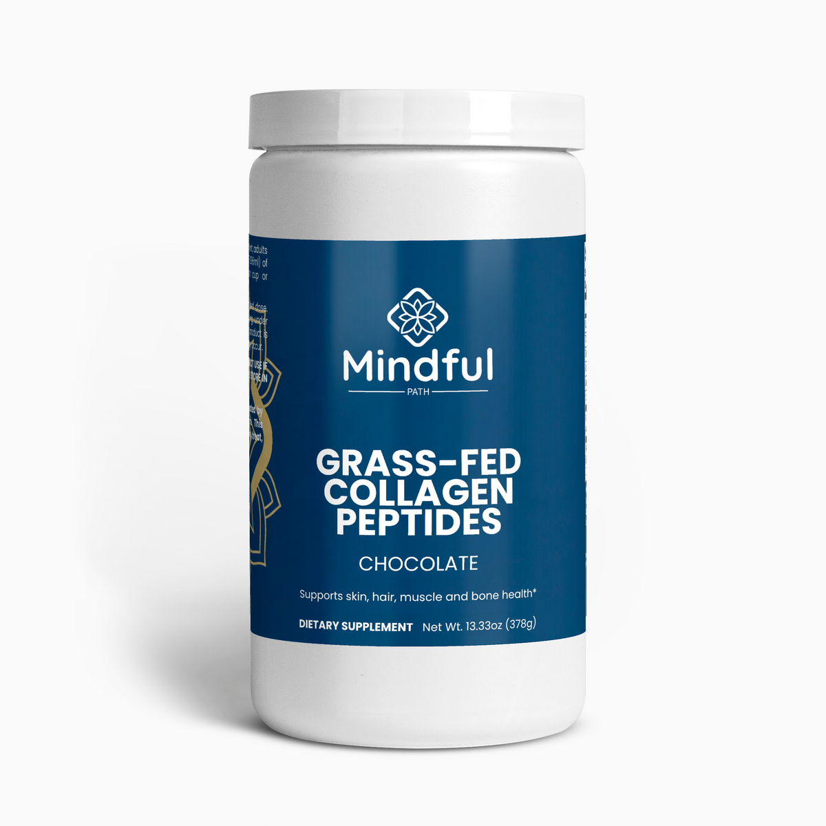 Grass-Fed Collagen Peptides Powder (Chocolate) supplement bottle - Mindful Path